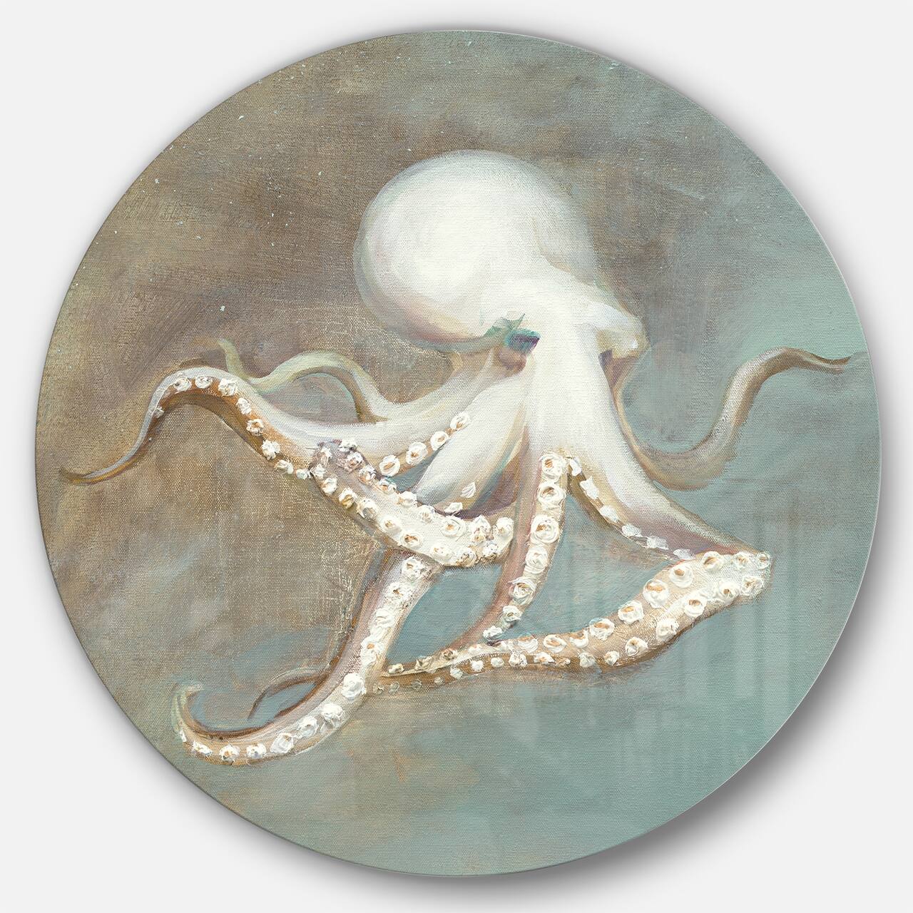 Designart - Octopus Treasures from the Sea - Nautical & Coastal Metal Circle Wall Art
